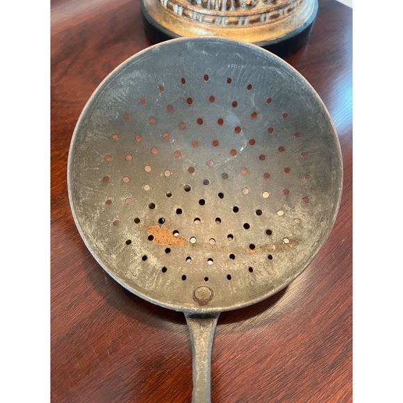 Antique Long Handle Ladle Strainer Slotted Spoon Skimmer 15.5" - Picture 5 of 6